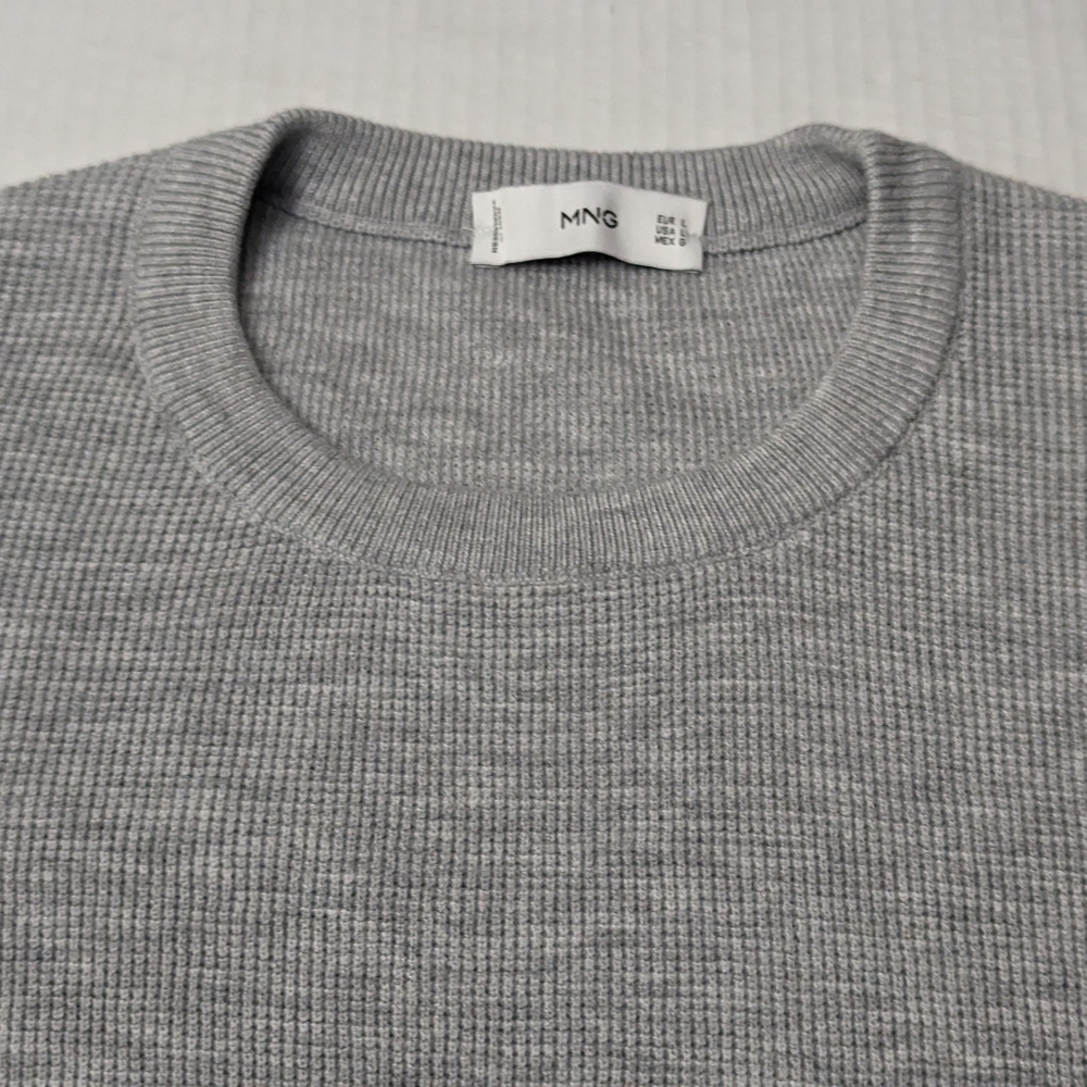 Mango Structured Cotton Solid Gray Crewneck Sweat… - image 3
